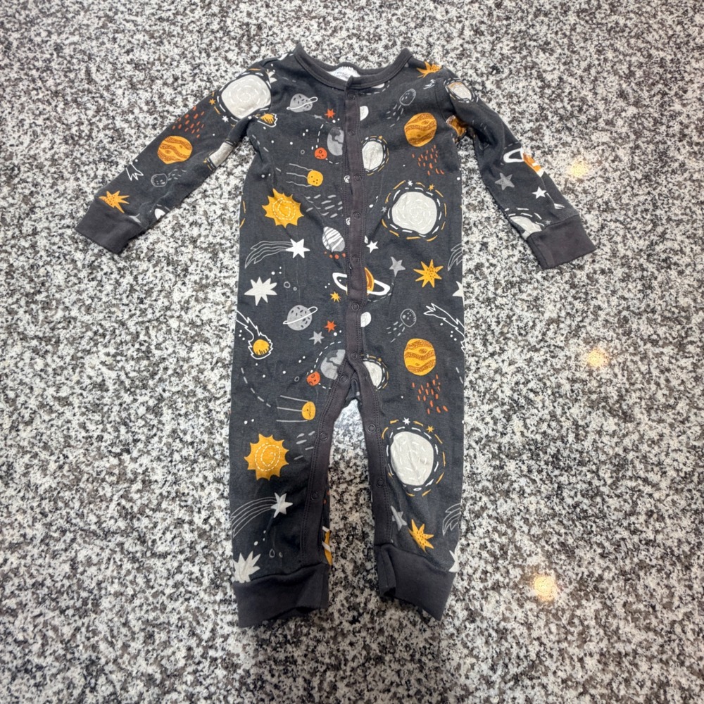 Modern Moments Gerber Space Galaxy One Piece Romper Pajamas Kids 12M‎ Stretch